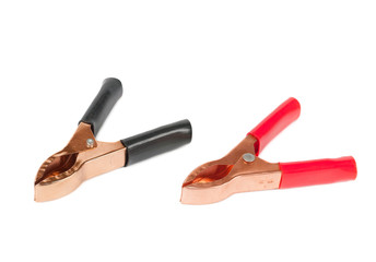 Two copper crocodile clips