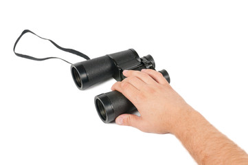 Man takes binoculars