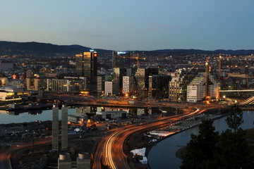 Foto op Canvas Business district of Oslo in the evening © zaltis