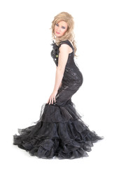 Naklejka premium Portrait of drag queen. Man dressed as Woman