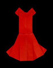 Red dress made ​​of paper.