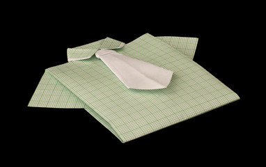 Isolated paper made green plaid shirt.