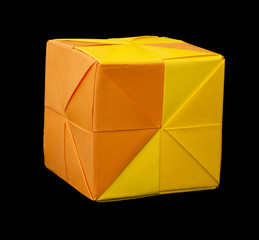 Paper cubes folded origami style.