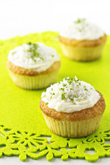 Cupcakes with coconut and lime frosting