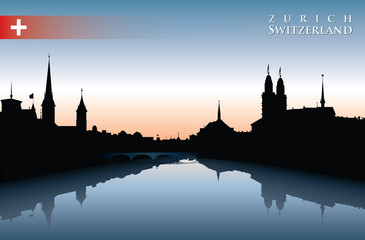 Zurich skyline - obrazy, fototapety, plakaty