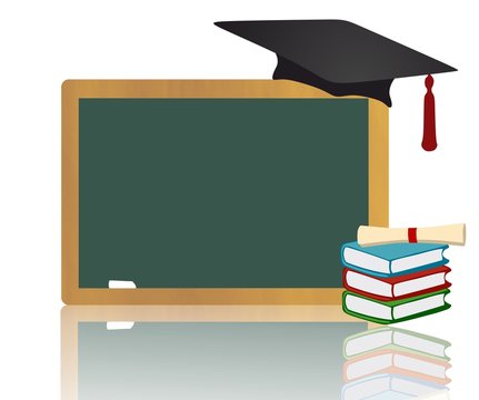 blackboard and books - graduation