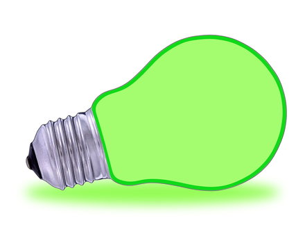 Green light bulb with space for your text