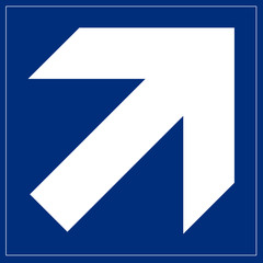 Schild blau - Pfeil oben rechts