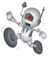 Robot drôle - personnage de dessin animé- illustration vectorielle