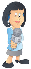 Lady Reporter - Cartoon Character - Vector Illustration