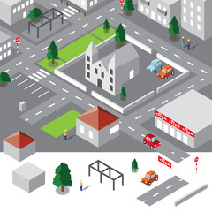Isometric city center illustration