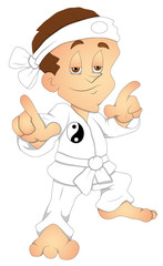 Karate - Cartoon Character - Vector Illustration