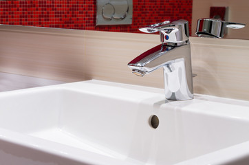 faucet on white sink
