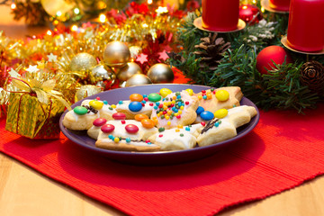Christmas cookies with advent wreath