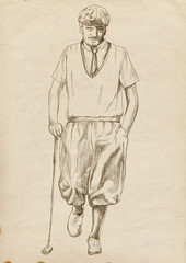 Fototapeta na wymiar golf player (original full sized drawing)