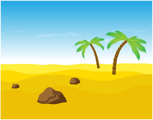 Palm trees in the desert, vector illustration