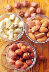 cashew, almond and hazelnuts