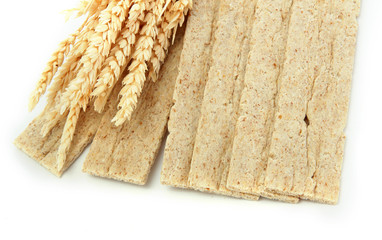 tasty crispbread and ears, isolated on white