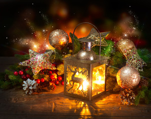 Christmas Scene. Holiday Greeting Card Design