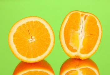 Sliced fruit on color background