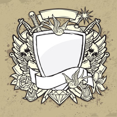 Obraz premium Grunge Label with Shield