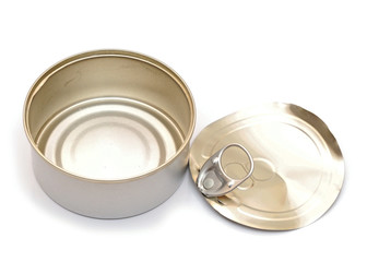 Top view of opened can isolated on white