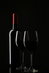 Red Wine Glass silhouette Black Background