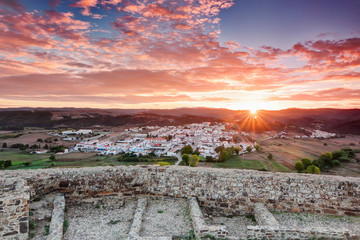 Beautiful morning sunrise in the village of Aljezur. Portugal.