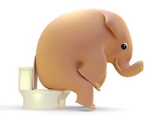 Fototapeta premium 3D elephant seated on toilet bowl (toilet Sign for men)