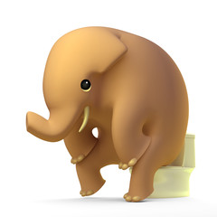 3D elephant seated on toilet bowl (toilet Sign for men)