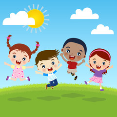 Obraz na płótnie Canvas group of happiness children together