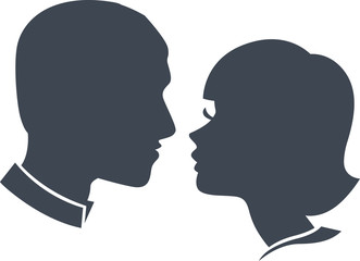 man and woman face silhouette