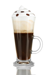 glass of fresh coffee cocktail isolated on white
