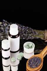 bottles of medicines and herbs