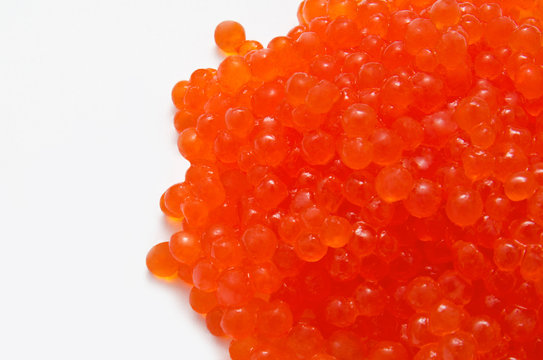 Heap of red caviar isolated