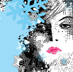 illustration abstraite d& 39 une femme d& 39 hiver