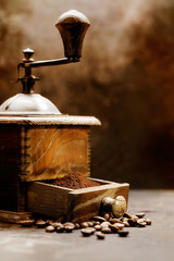 Closeup of vintage coffee grinder