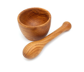 wooden mortar with pestle
