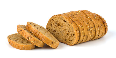 Bread from rye and wheat flour closeup isolated on white backgro