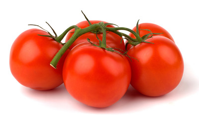 Red tomato vegetable closeup isolated on white background