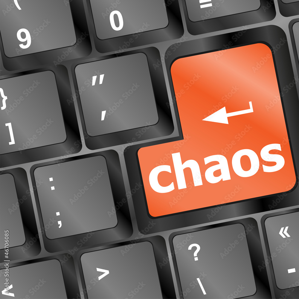 Poster chaos keys on computer keyboard, business concept