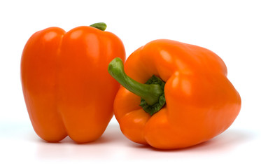 Two sweet peppers isolated on white