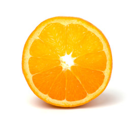 Orange fruit slice on white background