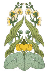 Color illustration of flowers in watercolor paintings