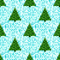 Pixel seamless pattern with Christmas trees