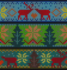 Knitted background with Christmas ornament