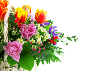 Fragment beautiful bouquet from tulips