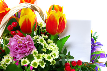 Beautiful flowers in bouquet with copy space