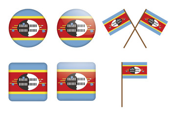 set of badges with flag of Swaziland vector illustration