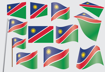 set of flags of Namibia vector illustration